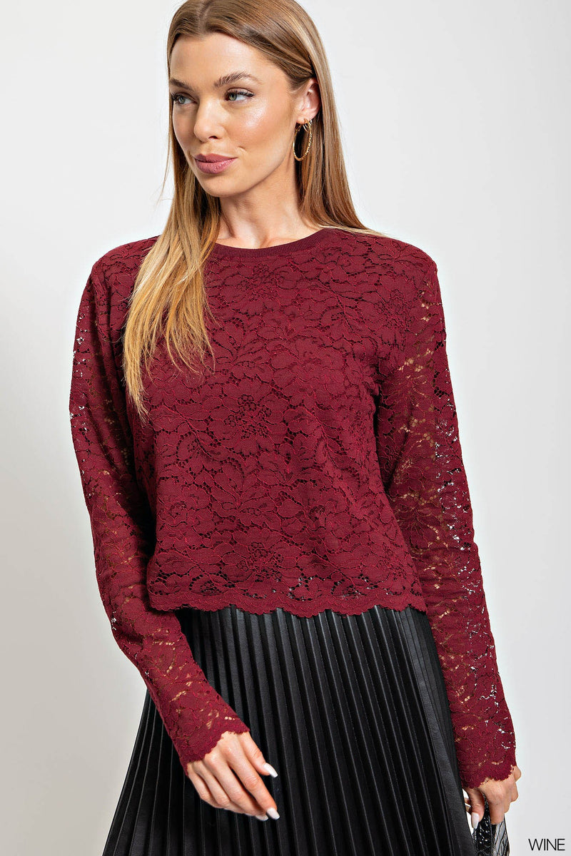 Wine Lace Top