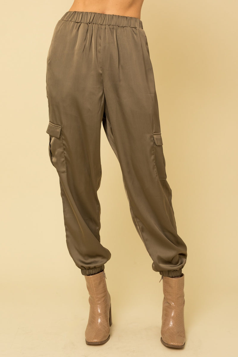 Satin Cargo Joggers