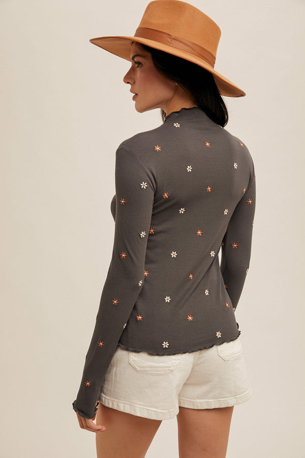 Flower Mock Neck