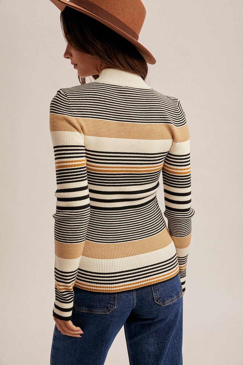 Marci Stripe Mock Neck