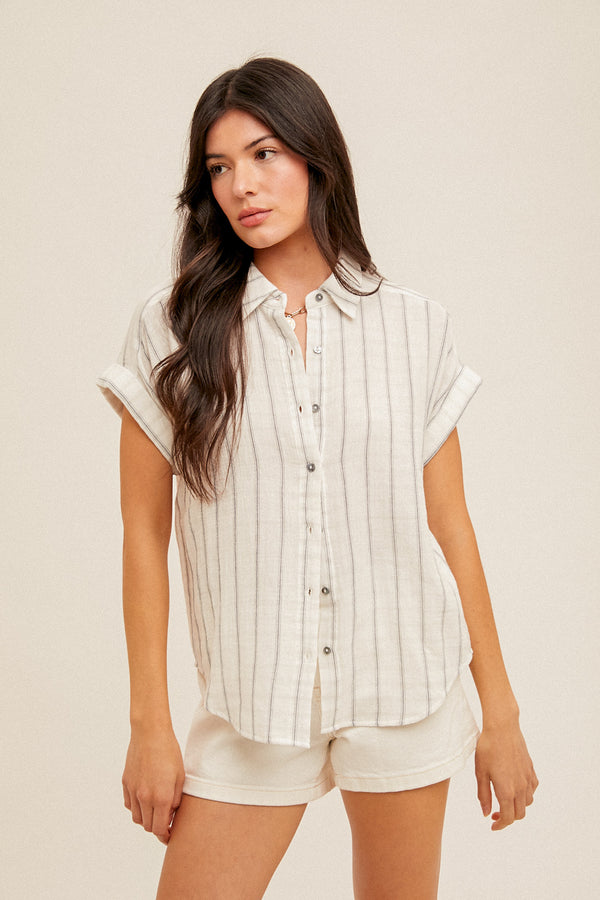 Stripe SS Button Down