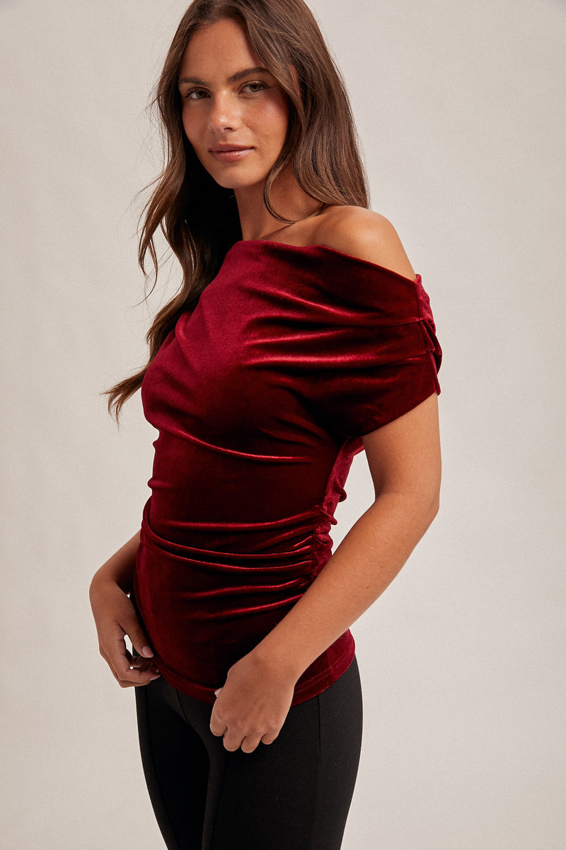 Emma Burgundy Velvet Top