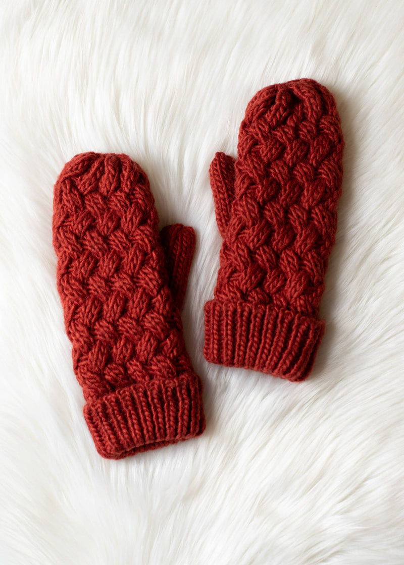 Rust Knit Mittens