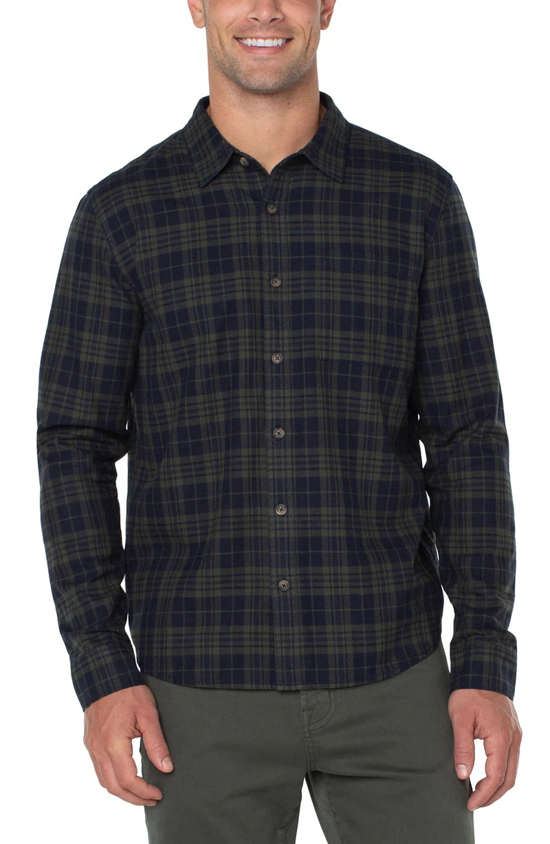 Olive Navy Button Up