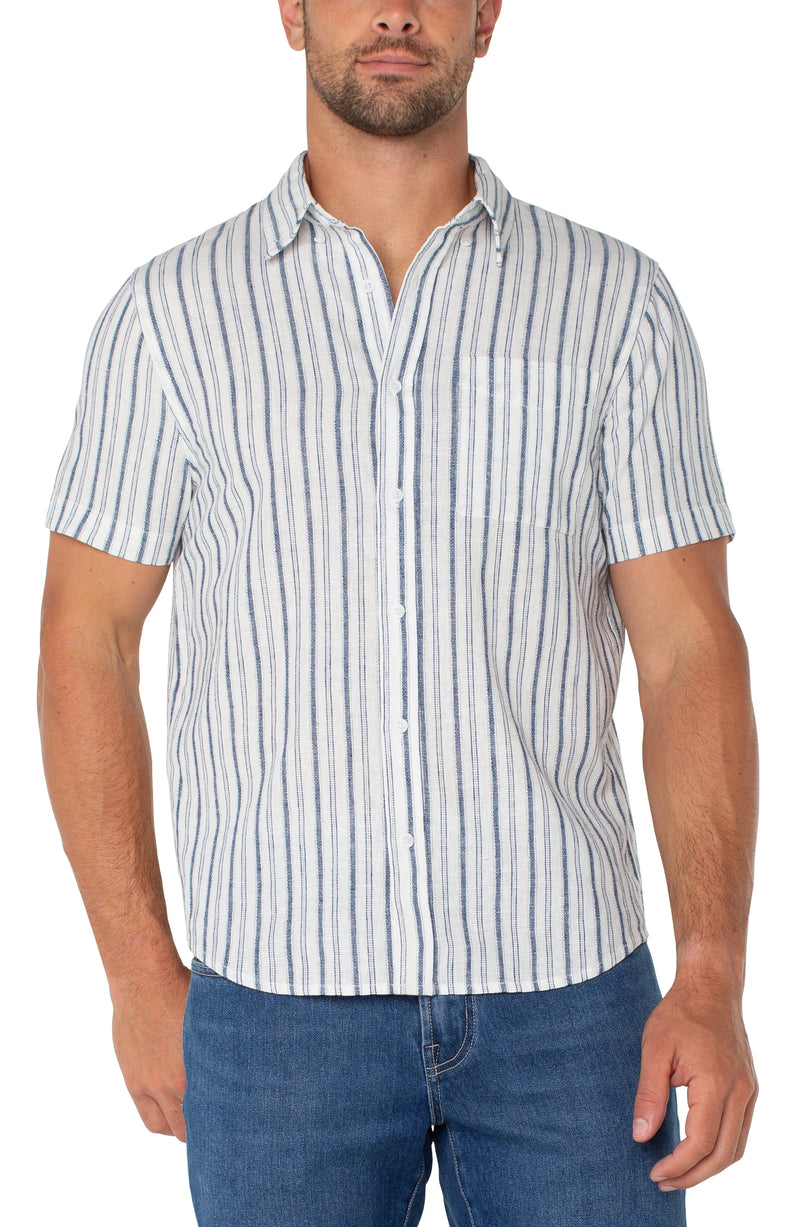 White Navy Stripe Shirt