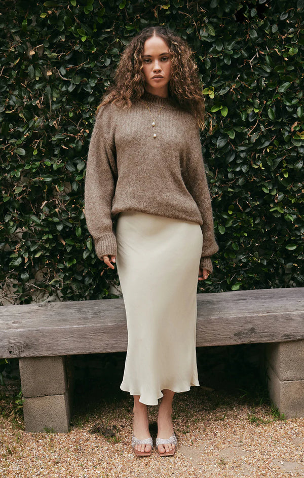Poly Sheen Skirt Sandstone