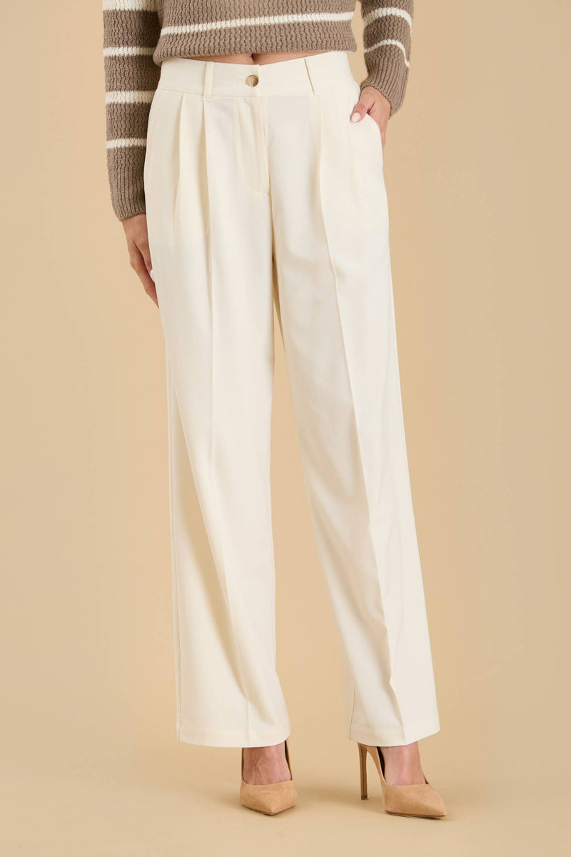 Ivory Pleated Pants