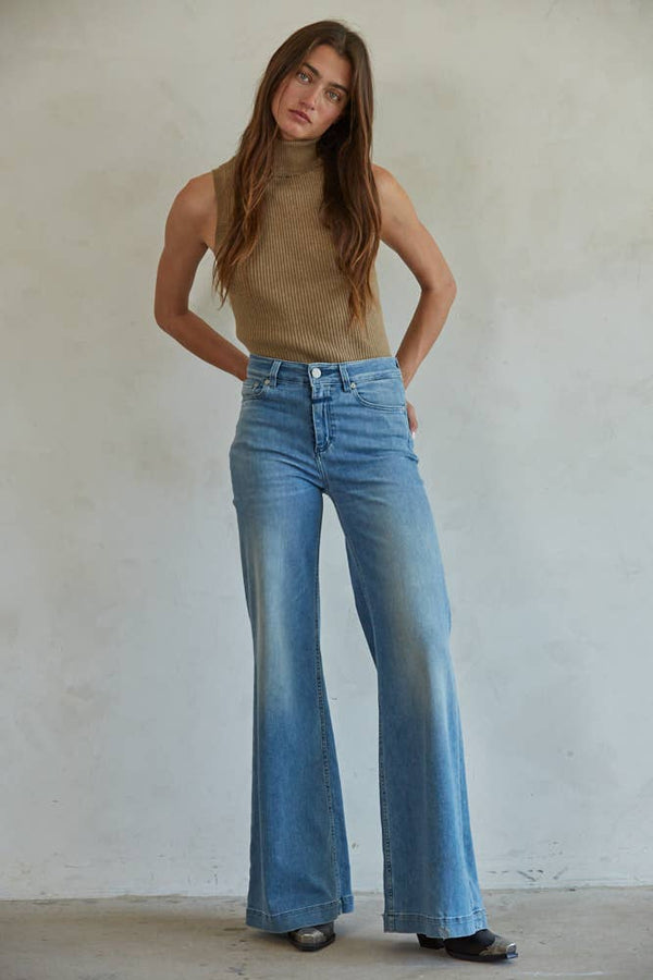Knit Turtleneck Sleeveless: Brown