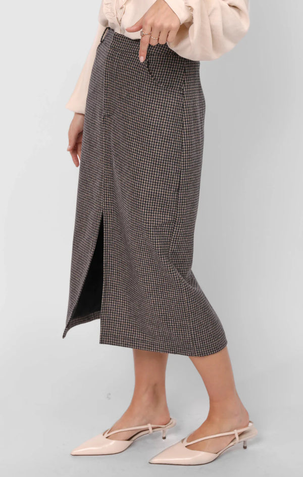 Houndstooth Midi Skirt