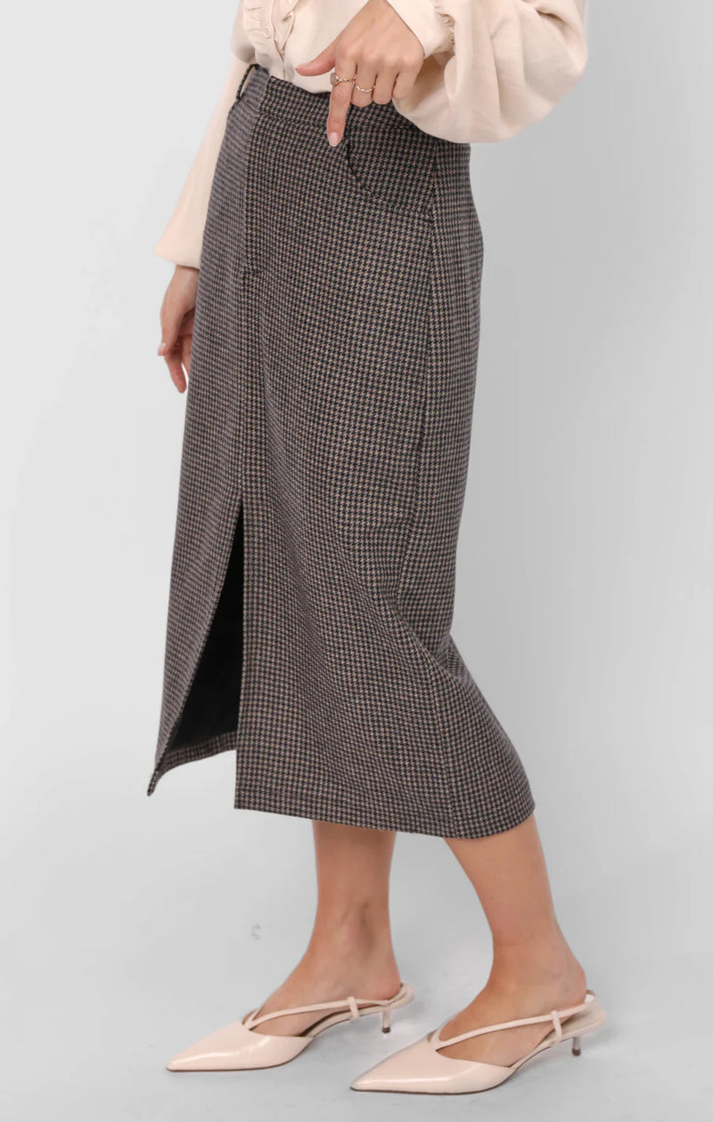 Houndstooth Midi Skirt