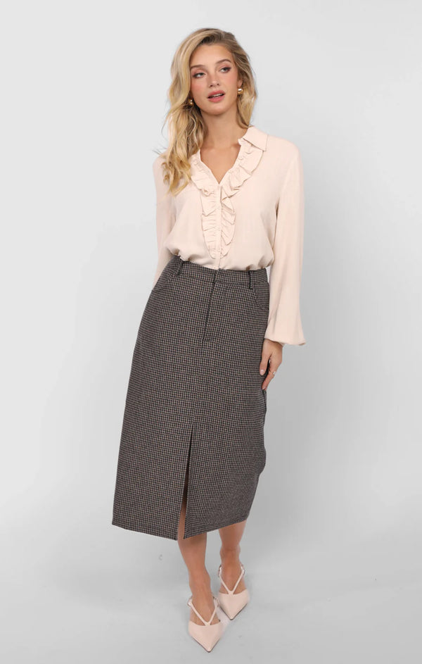 Houndstooth Midi Skirt