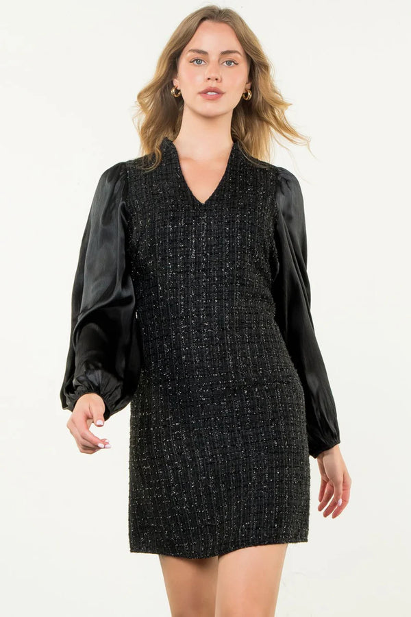 Mixed Media Tweed Dress
