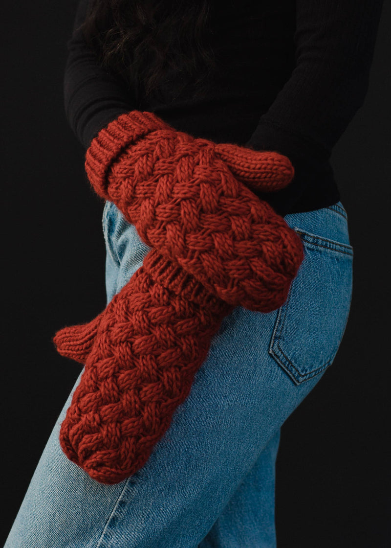 Rust Knit Mittens