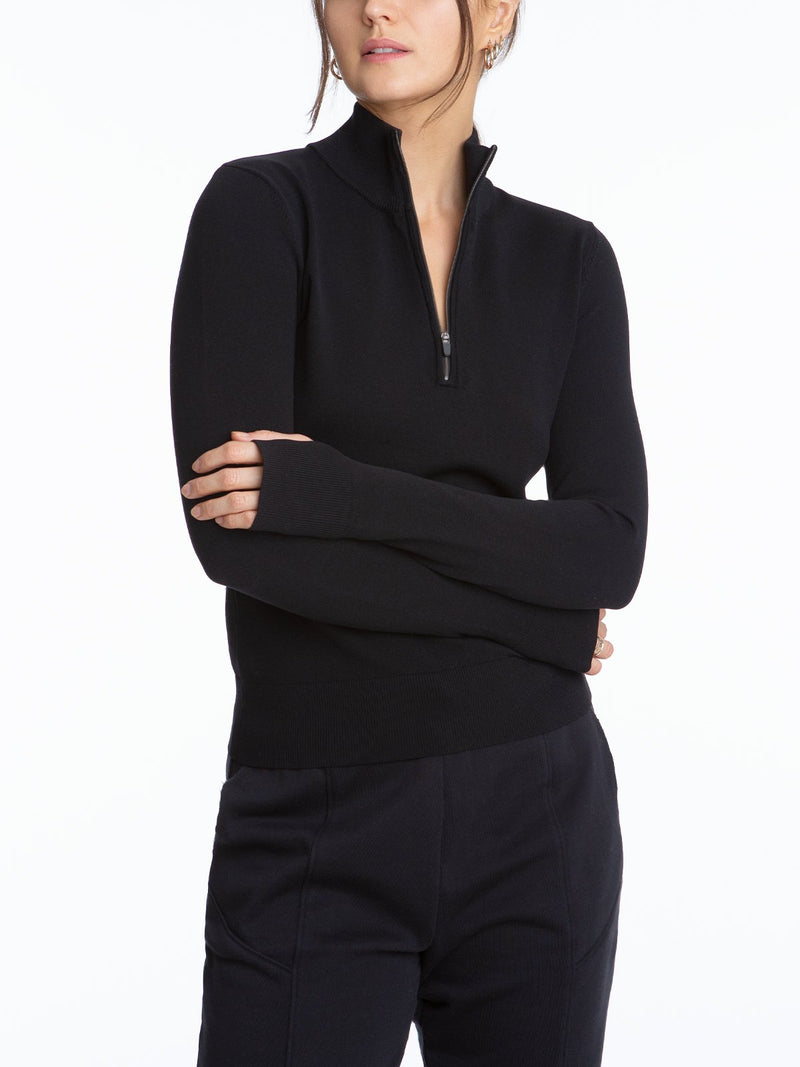 Quarter Zip Sweater/Black