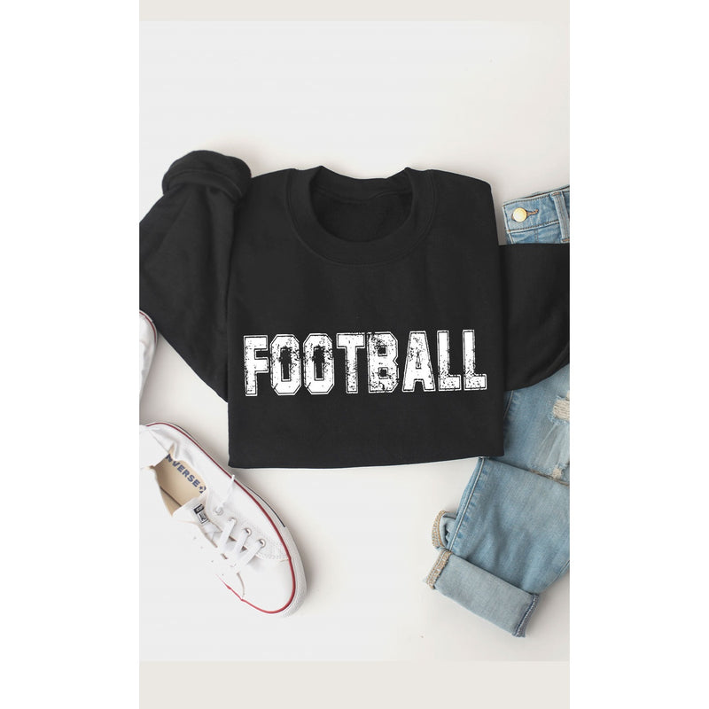 Distressed Football Graphic Fleece Sweatshirt